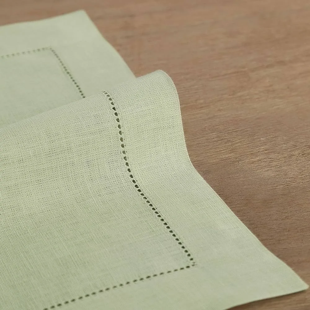 NWT Solino Home Linen Placemats Set of 4 Sage Green Hemstitch Table Mats